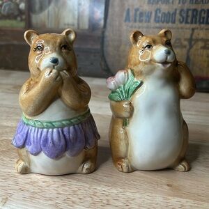Vintage Otagiri Mary Ann Baker Bear Couple Ceramic Salt & Pepper Shakers 4”